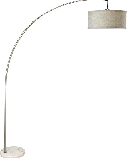 NicBex Floor Lamp,Modern Home Decor Arc Floor Lamp with Hanging White Fabric Drum Shade and Marble Base,Standing Lamp Tall Lamp,Floor Lamps for Living Room,Bedroom and Office,Reading Light,Silver - LeafyLoom