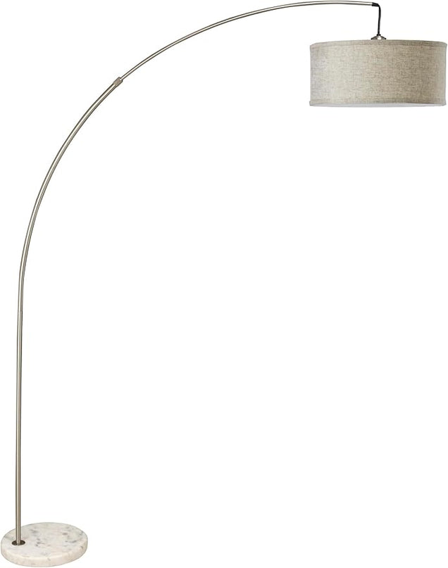 NicBex Floor Lamp,Modern Home Decor Arc Floor Lamp with Hanging White Fabric Drum Shade and Marble Base,Standing Lamp Tall Lamp,Floor Lamps for Living Room,Bedroom and Office,Reading Light,Silver - LeafyLoom