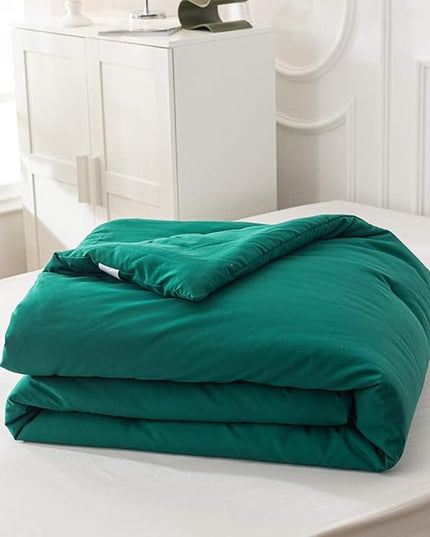 Green Comforter Set King Dark Green Bedding Set Soft Lightweight Pure Emerald Green Comforter Men Women Durable Green King Blanket Breathable Green Comforter Set Solid Green Bed Comforter - LeafyLoom