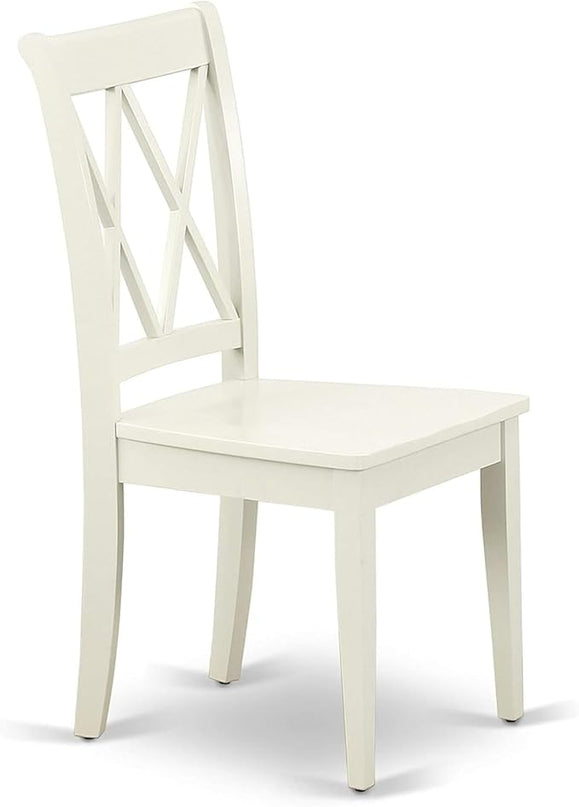 East West Furniture Dining CLC-LWH-W Clarksville Double X-Back Formal Chairs in Linen White Finish (Set of 2) - LeafyLoom