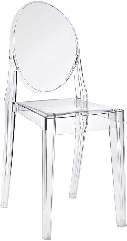 Modway Casper Modern Acrylic Stacking Kitchen and Dining Room Chair in Clear - Fully Assembled - LeafyLoom