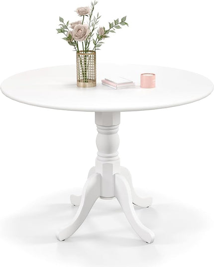 Round Dining Table, All White - LeafyLoom