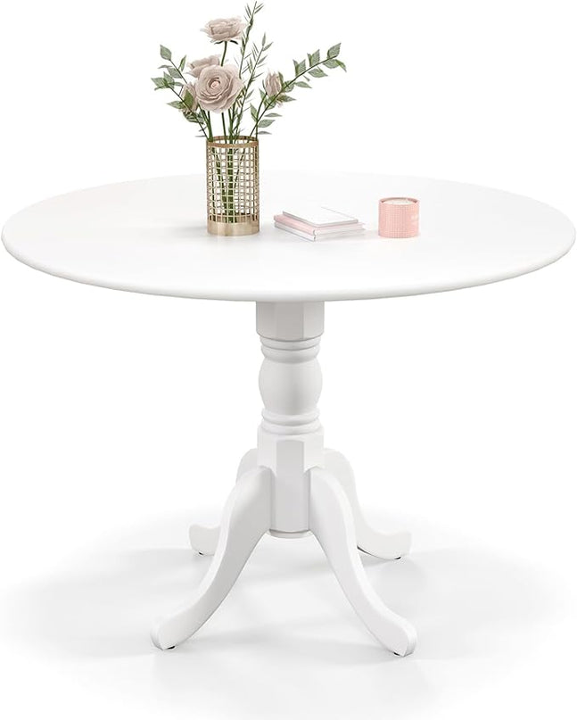 Round Dining Table, All White - LeafyLoom