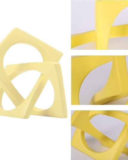 DOVDOV Geometric cube knot decorations, abstract geometric statue, yellow home decor accents for room office shelf coffee table entryway desktop small ornaments. - LeafyLoom