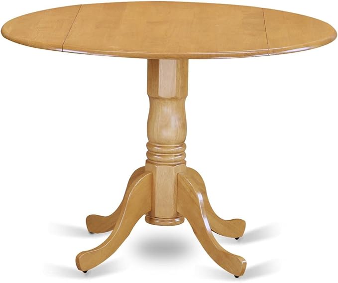 East West Furniture DLT-OAK-TP Dublin Dining Room Table - a Round kitchen Table Top with Dropleaf & Pedestal Base, 42x42 Inch, Oak - LeafyLoom