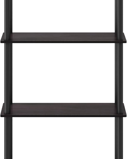 Furinno Turn-N-Tube 4-Tier Multipurpose Shelf Display Rack, Round Tubes, Dark Walnut - LeafyLoom