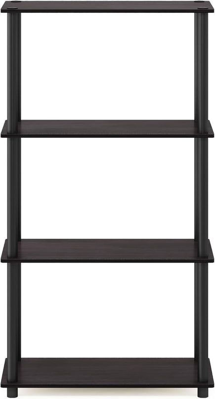 Furinno Turn-N-Tube 4-Tier Multipurpose Shelf Display Rack, Round Tubes, Dark Walnut - LeafyLoom