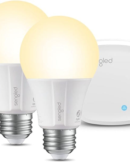 Sengled Smart,2700K Soft White Alexa Light Bulbs, A19 E26 Dimmable Bulbs 800LM, 9 (60W Equivalent), 1 Sengled Smart Hub +2 bulbs Kit (Pack of 1) Sengled