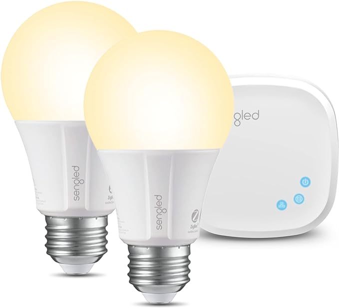 Sengled Smart,2700K Soft White Alexa Light Bulbs, A19 E26 Dimmable Bulbs 800LM, 9 (60W Equivalent), 1 Sengled Smart Hub +2 bulbs Kit (Pack of 1) Sengled