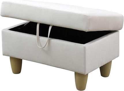 L-Shaped Sectional Couches with 66.5'' Chaise Lounge & Storage Ottoman Modular Room Sofas for Home Office Apartment, Large Living Furniture, 97'' Right Hand Facing, White Flannel - LeafyLoom