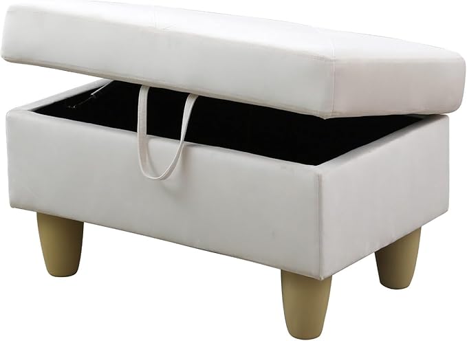 L-Shaped Sectional Couches with 66.5'' Chaise Lounge & Storage Ottoman Modular Room Sofas for Home Office Apartment, Large Living Furniture, 97'' Right Hand Facing, White Flannel - LeafyLoom