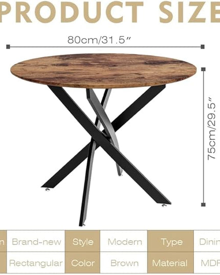 Round Dining Table for 2-4, 31.5 Inch Wood Circle Small Kitchen Table with Black Legs Modern Dining Room Table for Kitchen Dining Room (Wood) - LeafyLoom