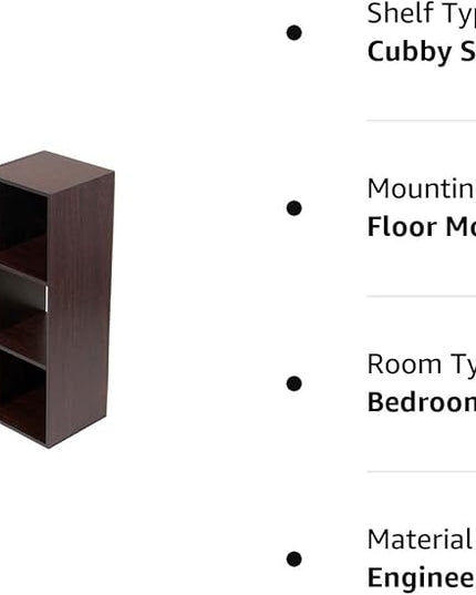 Home Basics Contemporary Tiered 6 Cube Storage Organizer for Bedroom, Office, and Living Room (Espresso) Cubicle Storage for Décor, Books, Bins, Plants, and More - LeafyLoom