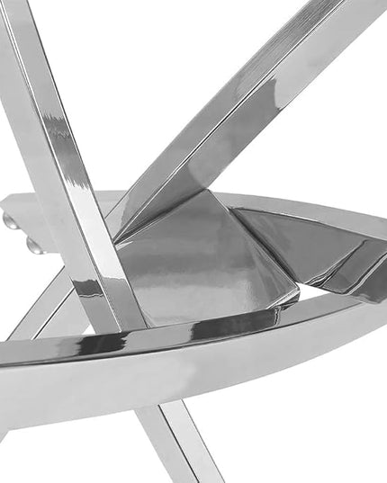 Tempered Glass Dining Table with Chromed Legs, 47in Rectangular Kitchen Table for Kitchen Dining Room Home Office (47.24 * 27.55, White/Silver) - LeafyLoom