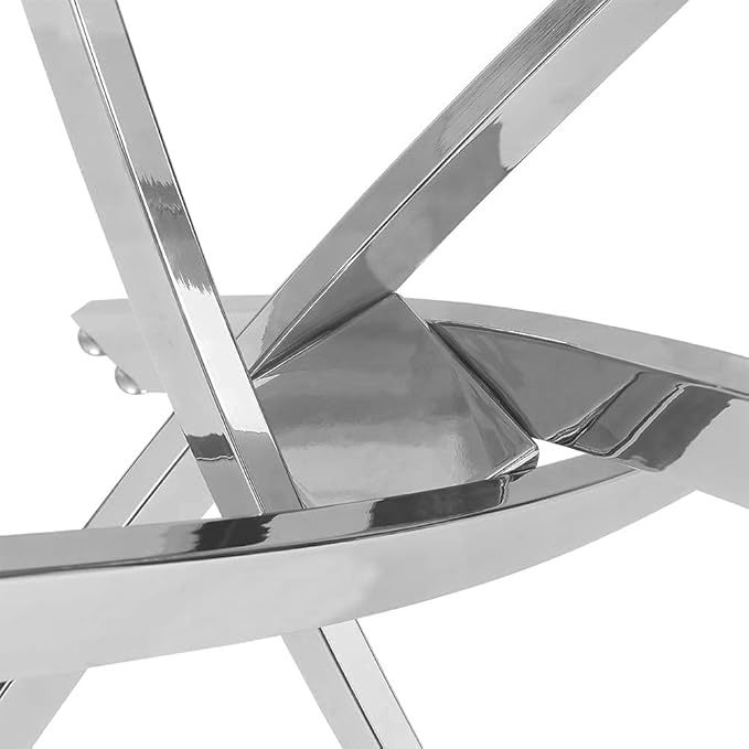 Tempered Glass Dining Table with Chromed Legs, 47in Rectangular Kitchen Table for Kitchen Dining Room Home Office (47.24 * 27.55, White/Silver) - LeafyLoom