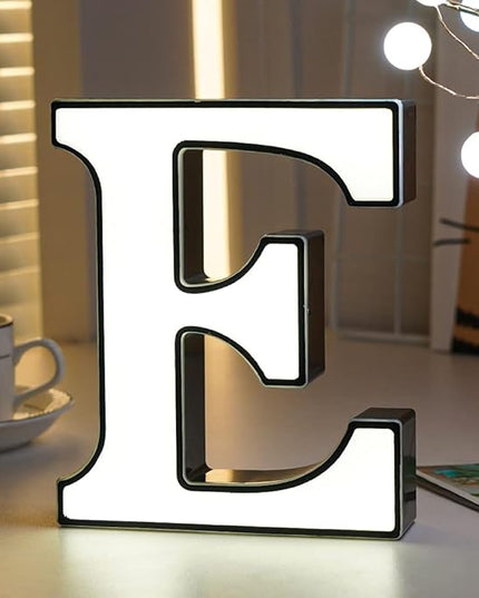 LED Marquee Letter Lights-DIY Marquee Lights up Letter Signs, Dual DC Interface Upgrade Multi-Letter Connection, 26 Alphabet Signs for Wedding, Birthday, Party， Bar Decoration (E) - LeafyLoom