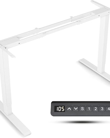 Dual Motor Electric Desk Frame- Standing Desk Legs, Ergonomic Height Adjustable Desk Frame, Sit Stand Desk Frame, Heavy Duty 330 lb Load Capacity (White Frame Only) - LeafyLoom