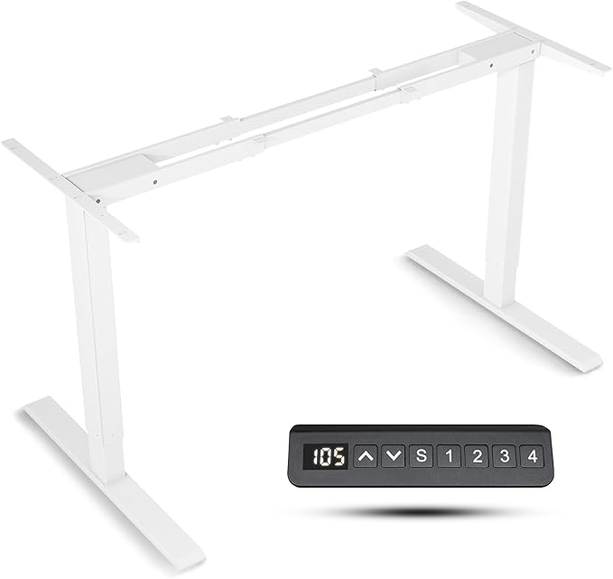 Dual Motor Electric Desk Frame- Standing Desk Legs, Ergonomic Height Adjustable Desk Frame, Sit Stand Desk Frame, Heavy Duty 330 lb Load Capacity (White Frame Only) - LeafyLoom