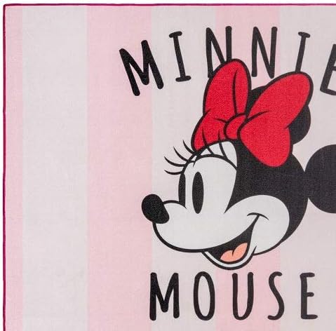 Gertmenian Disney Minnie Mouse Stripes Area Rug for Children & Teens Kids Home Decor for Girls & Boys 4x6 Large, Pink, 47257 - LeafyLoom