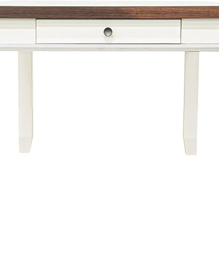 NicBex 64Inch Rectangular Dining Table,Modern Kitchen Table with Walnut Acacia Veneer Tabletop and Pull Out Drawers for 6 to 8,Large Dining Room Table for Kitchen,Dining Living Room,White+Walnut - LeafyLoom