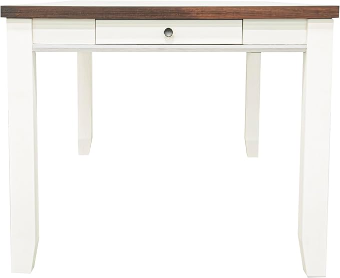 NicBex 64Inch Rectangular Dining Table,Modern Kitchen Table with Walnut Acacia Veneer Tabletop and Pull Out Drawers for 6 to 8,Large Dining Room Table for Kitchen,Dining Living Room,White+Walnut - LeafyLoom