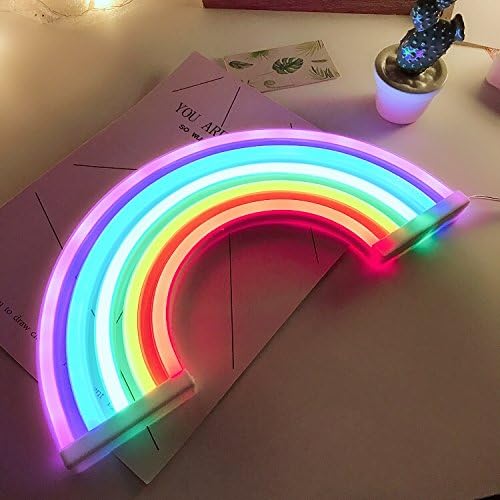QiaoFei Rainbow Light Signs for Kids Gift LED Rainbow Neon Signs Rainbow Lamp for Wall Decor Bedroom Decorations Home Accessories Party Holiday Battery or USB Operated Table Night Lights - LeafyLoom