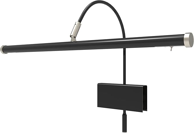 Cocoweb 19" Grand Piano Lamp with Integrated LED Black with Satin Nickel Accents - GPLED19SND - LeafyLoom