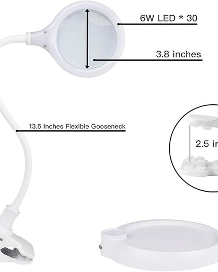 5X Magnifying Lamp，Lighted Magnifying Glass with Light and Stand Hands Free, Desk Magnifying Light, LED Magnifier Work Lamp for Reading, Crafts, Sewing, Hobbies. - LeafyLoom