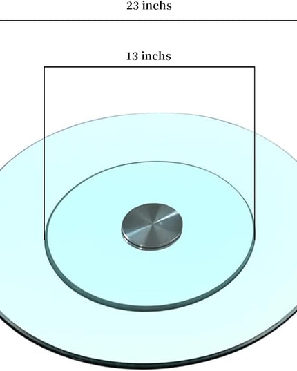 23 Inches Glass Lazy Susan for Table Top, Large Lazy Susan Turntable Fits for Family Gatherings, Banquets, Weddings, and Restaurants Plate Silent & Smooth Spin - LeafyLoom