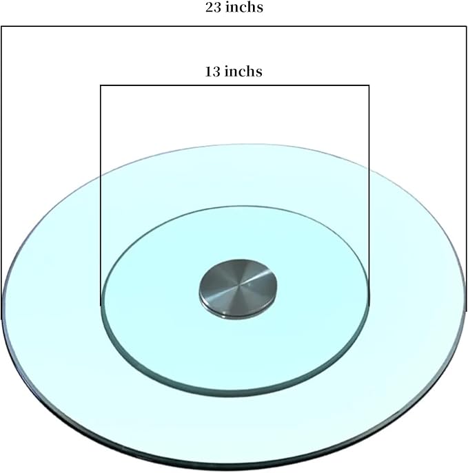 23 Inches Glass Lazy Susan for Table Top, Large Lazy Susan Turntable Fits for Family Gatherings, Banquets, Weddings, and Restaurants Plate Silent & Smooth Spin - LeafyLoom