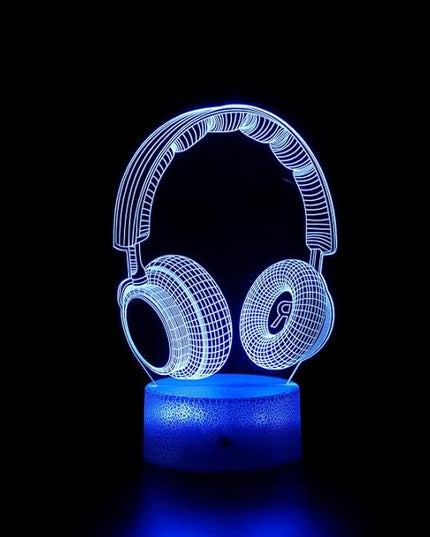 Headset Gifts, Headset Night Light for Kids, Christmas and Birthday Party Supplies for Boys/Girls, Earphone Decoration 3D Illusion Lamp, 16 Colors Change with Remote Control - LeafyLoom