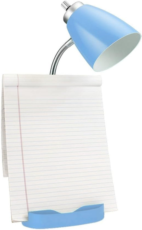 Simple Designs LD1056-BLU Gooseneck Organizer Desk Lamp with iPad/Tablet Stand or Book Holder and USB Port, Blue - LeafyLoom