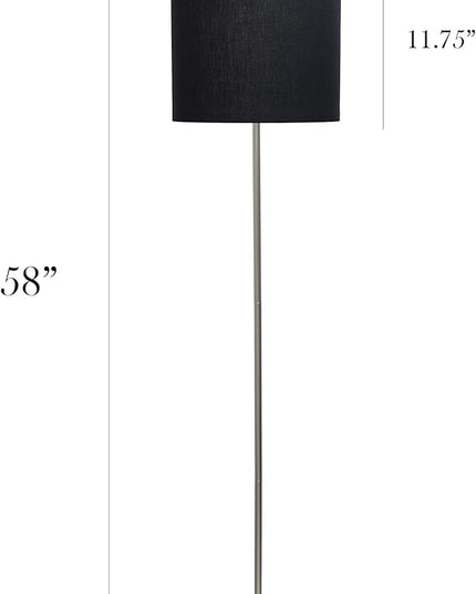 Simple Designs LF2004-BLK Brushed Nickel Stick Drum Shade Floor Lamp, Black - LeafyLoom
