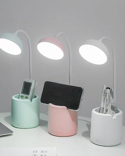 Cordless lamp,Desk lamps for home office,White,3 speed adjustable light,With pen holder,Usb charging cable,Battery operated,360° swivel hose,Rechargeable dorm lamp,Led study lamp,Cute reading lamp - LeafyLoom