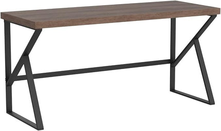 HSH Large Computer Desk, Industrial Modern Home Office Desk, Wooden and Metal PC Desk for Work Writing Study Gaming Bedroom, Farmhouse Vintage Computer Table Executive Workstation, Rustic Oak 60 Inch - LeafyLoom