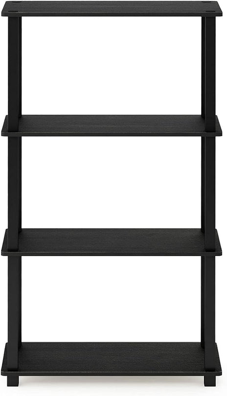 Furinno 4-Tier Shelf Display Rack and 3-Tier Double Storage Display Rack Bundle, Square and Round Tubes - LeafyLoom