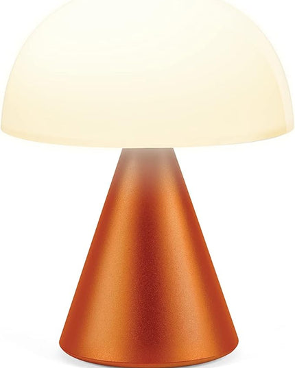 Lexon Mina L Mushroom Lamp - 9 LED Color Table Lamp for Bedrooms, Living Room & Office - Cordless, Rechargeable with 24h Light & Dimmer, Aluminum, Large - Orange - LeafyLoom