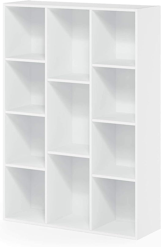 Furinno Luder Bookcase / Book / Storage , 11-Cube, White - LeafyLoom
