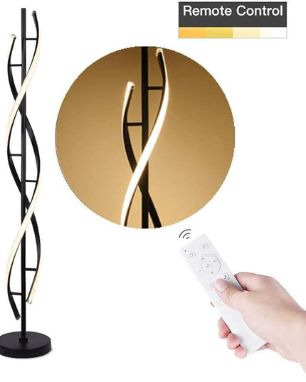 ADISUN 40W LED Remote Control Dimmable Spiral Indoor Tall Floor Lamp for Living Rooms Family Rooms Bedrooms Offices Lighting (Black) - LeafyLoom