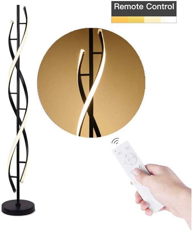 ADISUN 40W LED Remote Control Dimmable Spiral Indoor Tall Floor Lamp for Living Rooms Family Rooms Bedrooms Offices Lighting (Black) - LeafyLoom