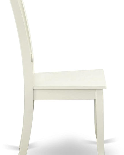 East West Furniture SUDA5-LWH-W 5 Piece Dining Room Furniture Set Includes a Round Kitchen Table with Dropleaf & Shelves and 4 Dining Chairs, 42x42 Inch, Linen White - LeafyLoom