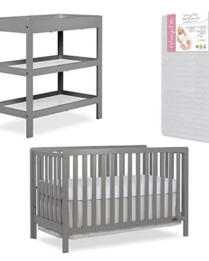 Nursery Essentials Bundle of Dream On Me Ridgefield 5-in-1 Convertible Crib, Dream On Me Ridgefield Changing-Table, with a Dream On Me Honeycomb Orthopedic Firm Fiber Standard Crib Mattress - LeafyLoom