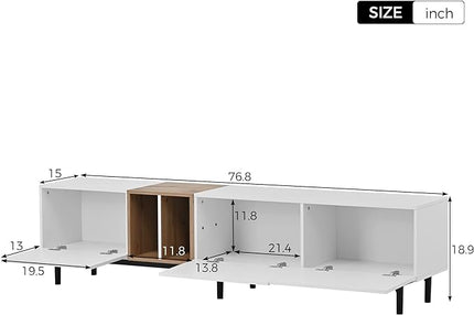 NicBex TV Stand for 80 Inch TV Modern TV Media Console Table with Large Storage Cabinet,Entertainment Center with Storage for Living Room,Bedroom,76.8 Inch,White - LeafyLoom