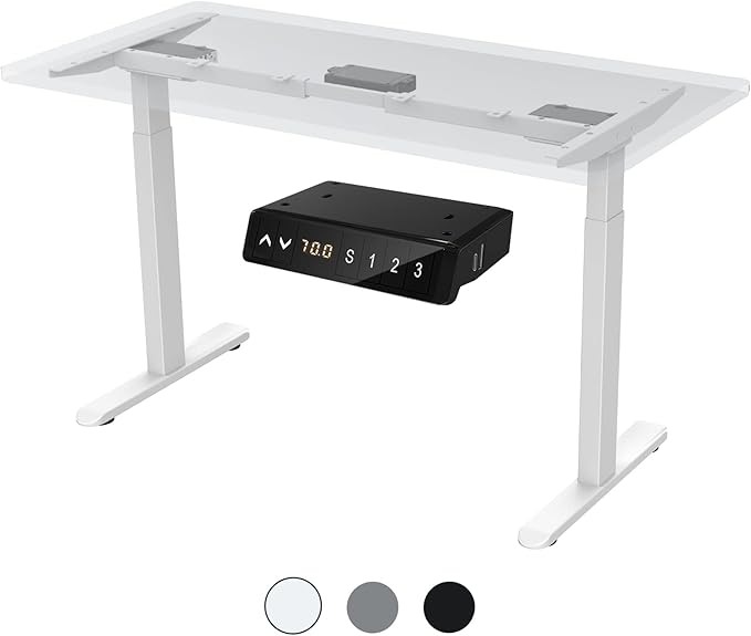AIMEZ0 Dual Motor Electric Sit Stand Desk Standing Desk Frame Adjustable Height 27.4-45.6 inches Motorized Standing Computer Desk for Home and Office (White Frame only) - LeafyLoom