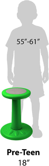Studico ActiveChairs Kids Wobble Stool, Flexible Elementary Classroom Seating, Improves Focus, Posture and Helps ADHD/ADD, Sensory Chair, Active Fidget Chairs, Pre-Teen 17.75" Chair, Ages 7-12, Green - LeafyLoom