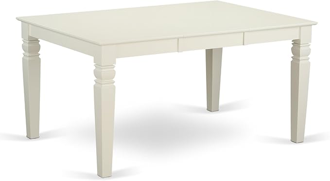East West Furniture WEBO5-LWH-LC 5 Piece Set Includes a Rectangle Dining Room Table with Butterfly Leaf and 4 Faux Leather Upholstered Kitchen Chairs, 42x60 Inch, Linen White - LeafyLoom