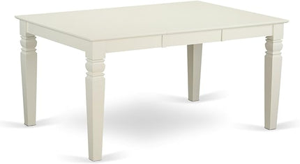 East West Furniture WEBO7-LWH-LC 7 Piece Set Consist of a Rectangle Dinner Table with Butterfly Leaf and 6 Faux Leather Dining Room Chairs, 42x60 Inch, Linen White - LeafyLoom