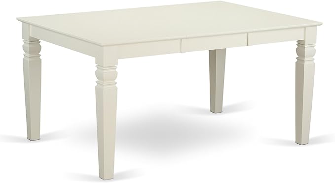 East West Furniture WEBO7-LWH-LC 7 Piece Set Consist of a Rectangle Dinner Table with Butterfly Leaf and 6 Faux Leather Dining Room Chairs, 42x60 Inch, Linen White - LeafyLoom