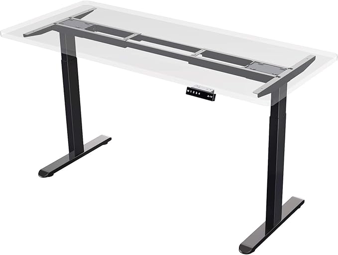 AIMEZO Heavy Duty Standing Desk Frame, Dual Motor Electric Height Adjustable Sit Stand Desk Frame with 4 Memory Preset Button, USB Charging Port for Home Office (2 Tier Legs, Black) - LeafyLoom