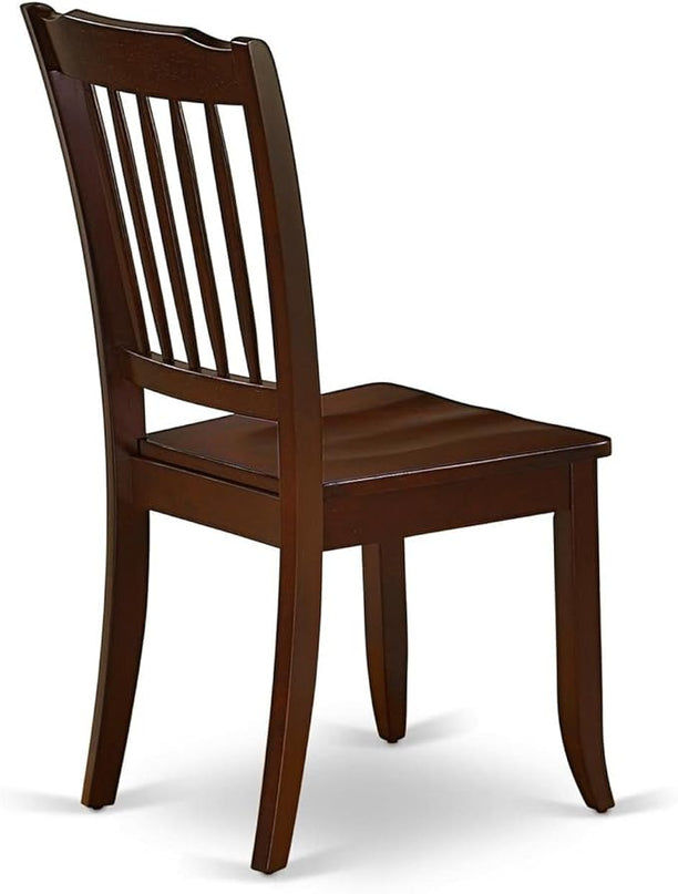 East West Furniture DAC-MAH-W Danbury Dining Room Chairs - Slat Back Solid Wood Seat Chairs, Set of 2, Mahogany - LeafyLoom